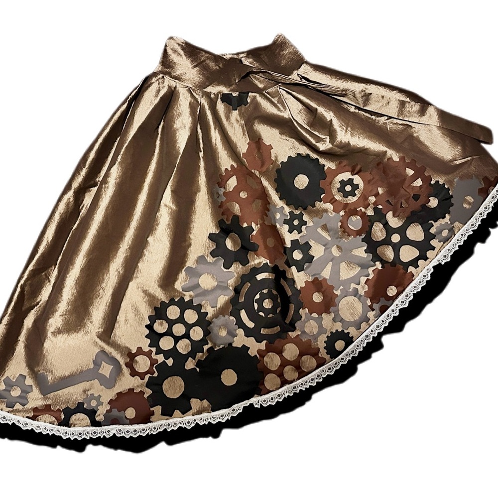 Hand-Embellished Steampunk Gear Skirt high low Lace Trim – Jasmine USA Sz S